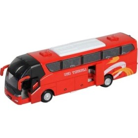 Resim Çebi Toys Metal Çekbırak Sesli Işıklı Yolcu Otobüs Kırmızı 