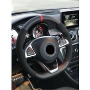 Resim Vw Caddy 2021 Alkantra-Karbon Kırmızı Yüzüklü Direksiyon Kılıf (510529054) 