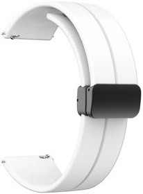 Resim GPACK Samsung Galaxy Watch 4 Classic 46mm ile uyumlu Kordon Kayış d-buckle Mıknatıslı Silikon 20/jku, Beyaz 