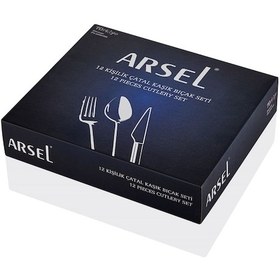 Resim Arsel Siena Sade 72 Parça 12 Kişilik Çatal Kaşık Bıçak Seti & Takımı 304 Kalite Gümüş 
