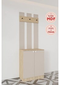 Resim Evora 1 Modern Portmanto Askılı Ayakkabılık Vestiyer Vizon - Lefkas Vizon 