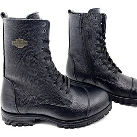 Resim Bulldozer Siyah Fermuarlı Unisex Kışlık Uzun Postal Bot 