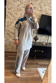 Resim MİMİ Luxury Wear Kadın Şerit Detaylı Belden Büzgülü Tesettür Eşofman Takımı 