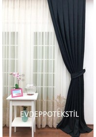 Resim Evdepo Home Deniz Soft Pileli Fon Perde Siyah (446699454) Siyah 