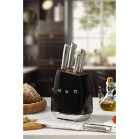 Resim Smeg 50's Style KBSF02 Siyah Standlı Bıçak Seti Paslanmaz Çelik Malzeme ile Şık Tasarım 