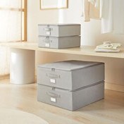 Resim 4'lü Gri Balıksırtı Destekli Hurç Set 2 Adet 31 X 38 X 12 + 45 X 55 X 18 Cm Ocean Home Textile