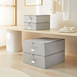 Resim 4'lü Gri Balıksırtı Destekli Hurç Set 2 Adet 31 X 38 X 12 + 45 X 55 X 18 Cm 