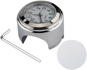 Resim burko Evrensel Motosiklet Gidon Saat Motosikletler için Su Geçirmez Değiştirme Bisikletler 22mm-25.4mm7/8 ''- 1'' Gidon Gümüş Kabuk Beyaz Kadranlı Saat 