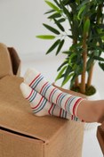 Resim Babyjoko Unisex Bebek Çizgili-krem Çorap 