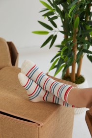 Resim Babyjoko Unisex Bebek Çizgili-krem Çorap 