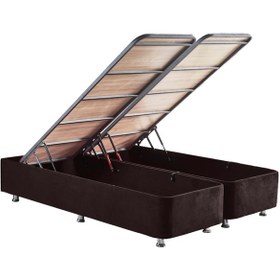 Resim Nironyatak Niron Ela Baza -140X190 Cm Çift Kişilik Sandıklı Siyah Kumaş Baza 