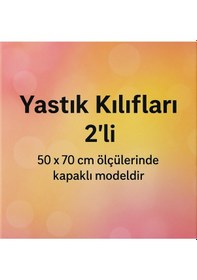 Resim Desenli Pamuklu Kalpli Desen Yastık Kılıfı 2 Adet 50 X 70 Cm Pembe 