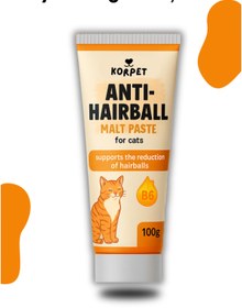 Resim KorPet Anti Hairball Yetişkin ve Yavru Kediler için Tüy Yumağı Önleyici Malt Paste Macun 100 gr 