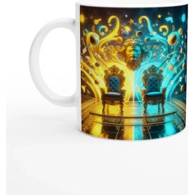 Resim Ikizler Burcu Baskılı Kahve Kupası - Galaktik Taht Odası Temalı Vs2 