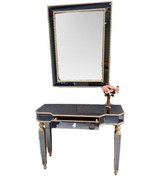 Resim Dresuar Hayal Model Çekmece Geniş Tabla Gold Cam Ayna Kaplama Ayak El Yapım Nakışlı Ayna El Yapım Altın - Siyah 