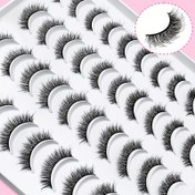 Resim 20 Çift 3D Sahte Vizon Kirpik - Kabarık Kedi Gözü & Doğal Görünüm, Başlangıç Dostu, Yeniden Kullanılabilir, 13-15mm Uzunluk, C/D Kıvrım, Siyah Hacimli Kirpikler Günlük Şıklık İçin 