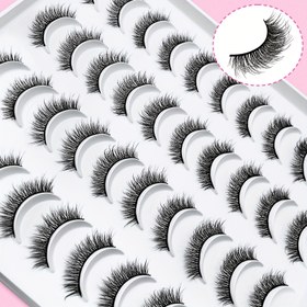 Resim 20 Çift 3D Sahte Vizon Kirpik - Kabarık Kedi Gözü & Doğal Görünüm, Başlangıç Dostu, Yeniden Kullanılabilir, 13-15mm Uzunluk, C/D Kıvrım, Siyah Hacimli Kirpikler Günlük Şıklık İçin 