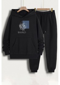 Resim Uyguntarz Unisex Minimal Line Drawing Eşofman Takımı Siyah 