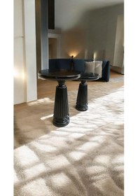 Resim Wood Ahşap 2'li Set Konik Model Mantar Yan Sehpa Modern Fiskos / Siyah Renk / Zigon Sehpa Vernikli Siyah 