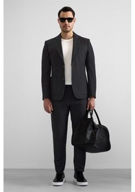 Resim Süvari Siyah Slim Mono Yaka Düz Torba Cep 6 Drop Takım Elbise Tk1006900382-s09 Siyah 
