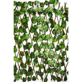 Resim Yapay Sarmaşık Çit 60x280 Cm, Bahçe Balkon Çiti Ahşap Akordiyon Çit 