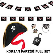 Resim Nessiworld Çocuk Korsan Şapkası + Kancası + Göz Bandı + 2 Adet Yüzük + Afiş Seti 