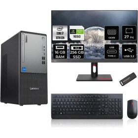 Resim Lenovo Thinkcentre Neo 50T Gen 5 Intel Core I7 13700 16GB 256GB SSD GTX1650/4GB 27" Fhd Monitör Freedos Masaüstü Bilgisayar & Per4 USB Bellek 12UB000LTRMNT2306 