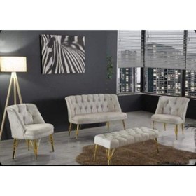 Resim Ecem Life Krem Cay Seti Koltuk Takımı 2 1 1 Puf Hedye 