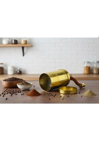 Resim Pirinç El Yapımı Kahve Karabiber Değirmeni Öğütücü 3,5cmx8,5cm Sarı 