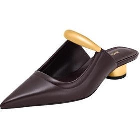 Resim Jw Pei Helena Pierced Mules Claret Red Vegan Deri Topuklu Terlik, Şık Ve Rahat Tasarım Bordo 
