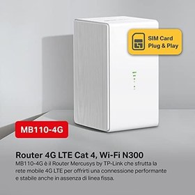 Resim Mercusys MB110-4G, 300 Mbps Kablosuz N 4G LTE Router 