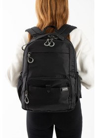 Resim Sanmorris Unisex Çok Bölmeli Suya Dayanıklı Paraşüt Kumaş Laptop Bölmeli Ve Günlük Sırt Çantası 6027 Siyah 