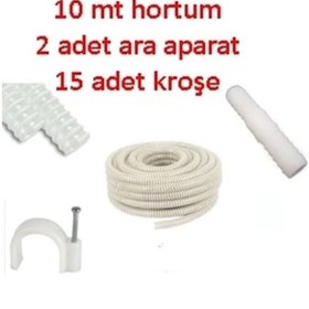 Resim Klima Su Tahliye Hortumu 10 Metre + 2 Ek Parça + 15 Adet Kroşe 