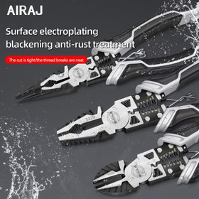 Resim AIRAJ 3’ü-1 Arada Çok Amaçlı Pense Seti - Tel Soyma, Kıvırma, Kesme - Uzun Burunlu, Diagonal Yan Kesici, Hatçı Pensesi - 20.32cm 