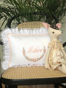 Resim Floral Model Dekoratif Bebek Yastığı - Somon / Biyeli 