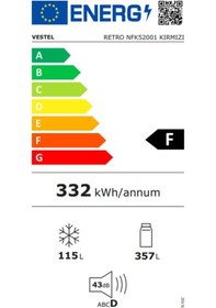 Resim Vestel NFK52001 Retro Bej 471 LT No-Frost Kombi Tipi Buzdolabı 