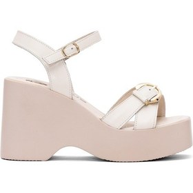 Resim Venüs 2311531y Kadın Hakiki Deri Dolgu Topuk Sandalet Bej Bej 