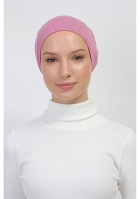Resim Lastikli Kaymaz Geçmeli Pratik Tesettür Bone Pembe 