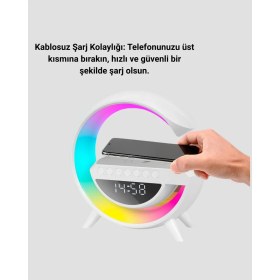 Resim Hobilinka 15W Hızlı Şarj Destekli LED Atmosfer Işığı ve Alarm Fonksiyonlu Lamba 