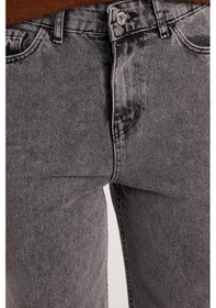 Resim Tudors Kadın Regular Fit Klasik Kesim Pamuklu Bol Paça Antrasit Jean Pantolon-39519 