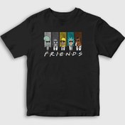 Resim Unisex Çocuk Siyah American Adult Cartoon Series Friends T-Shirt 