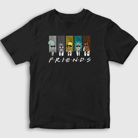 Resim Unisex Çocuk Siyah American Adult Cartoon Series Friends T-Shirt 