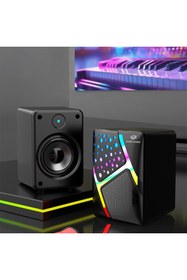 Resim Leaven Dark Alien S-511 Led Işıklı RGB 1+1 Hoparlör Laptop- PC Uyumlu 6 Watt Çıkış 