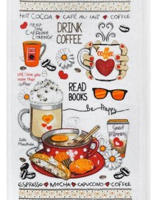 Resim 3lü Paket Baskılı Beyaz Mutfak Havlusu Modeli Read Books 