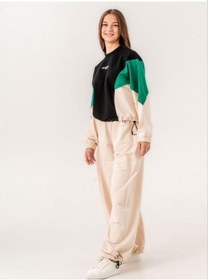 Resim Kız Çocuk Yarasa Kol Renkli Sweatshirt-14220 Siyah 