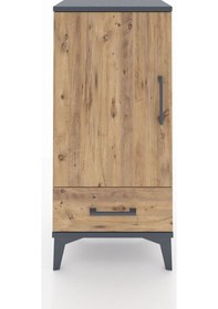 Resim Arges Komodin 3 Raflı Tek Çekmeceli Tek Kapaklı 44x30x96 Antrasit-çam Antrasit 