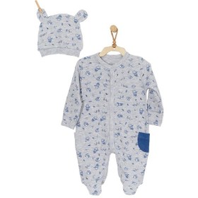 Resim Andywawa Erkek Bebek Gri Desenli Tulum Takımı Romper Set AC22148Rep Gri 