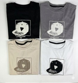 Resim Erkek Çocuk Gri Şapka Baskılı Tişört - Grafik Desenli Pamuklu Kısa Kollu T-shirt Gri 