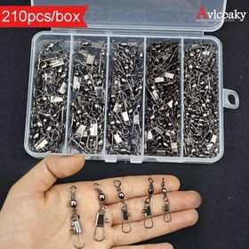 Resim 210 Adet AVLCOAKY Balıkçılık Döner Bağlantı Kutusu - Güvenli Çıtçıtlı Dayanıklı Fırdöndüler ile Pürüzsüz Dönüşüm için, Temel Balıkçılık Malzemeleri 
