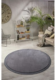Resim Vl Yuvarlak Comfort Düz Saçaklı Peluş Antrasit Yolluk Halı Antrasit Düz Saçaklı Daire 